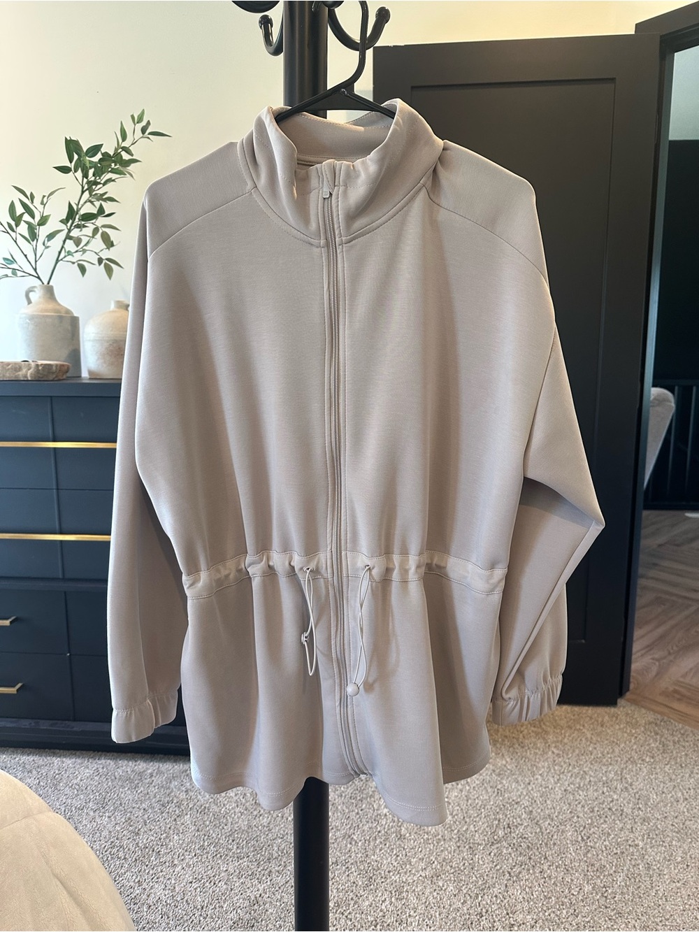 all in motion Women's Zip-Front Drawstring Utility Jacket in Light Taupe